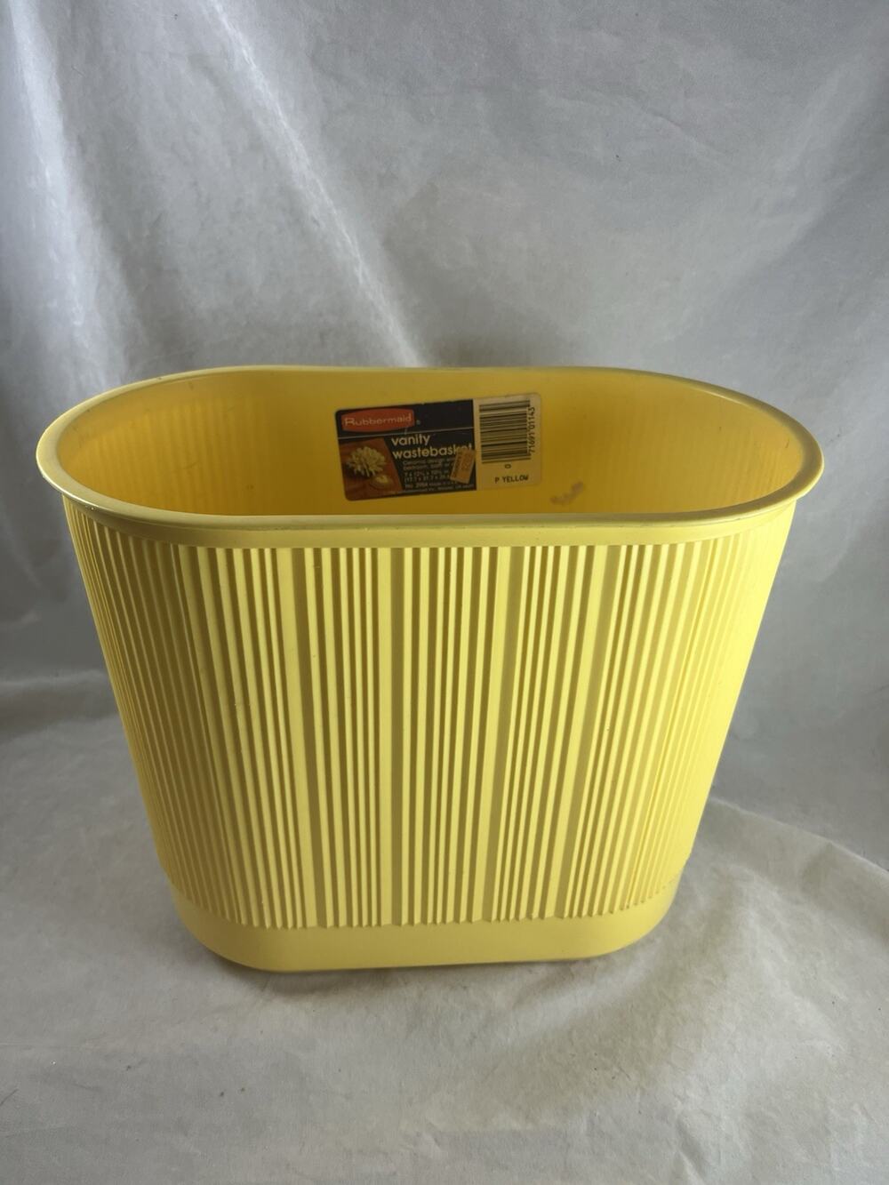 Rubbermaid Ribbed Wastebasket Yellow Trash Can #2954 Vintage 1982